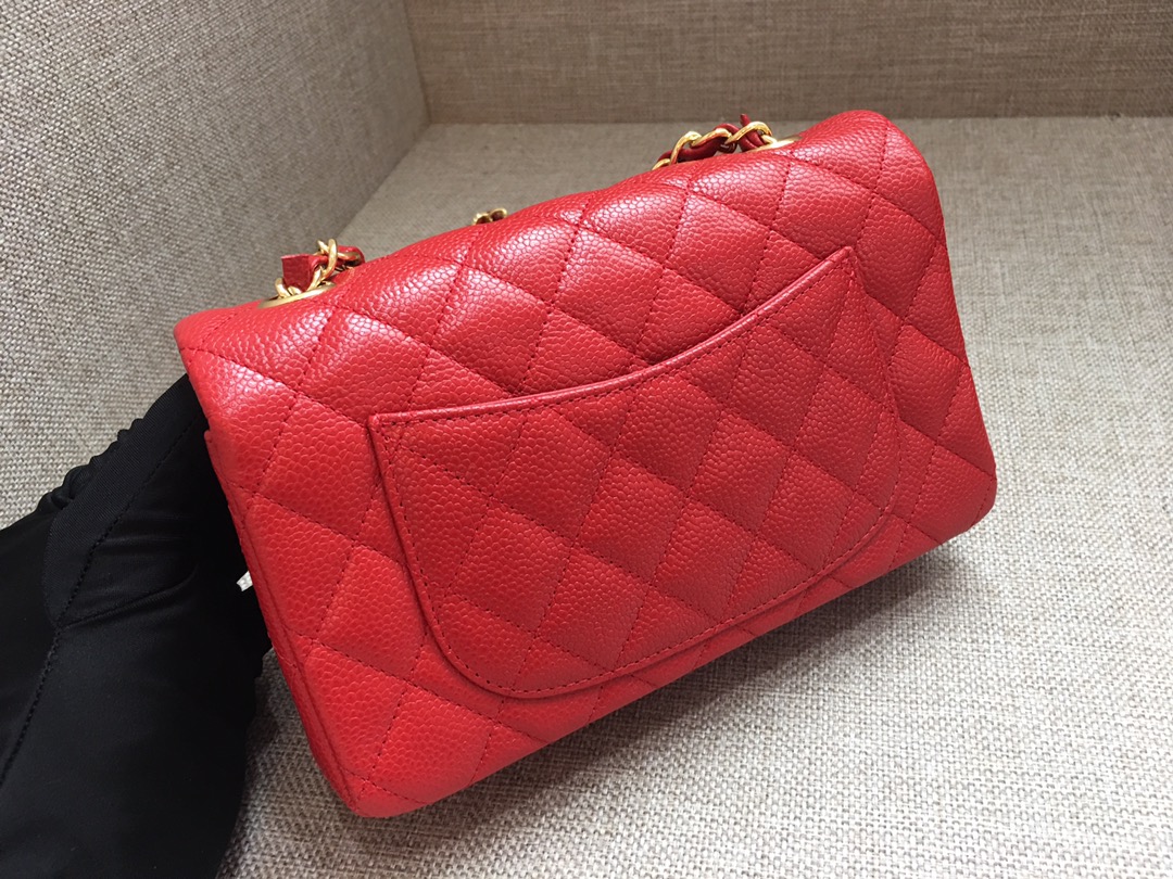 Small Classic Flap Caviar Bag A01116 Red/Gold